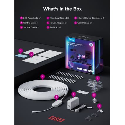 Govee - Neon MATTER LED γωνιακή ταινία 5m RGBIC Wi-Fi