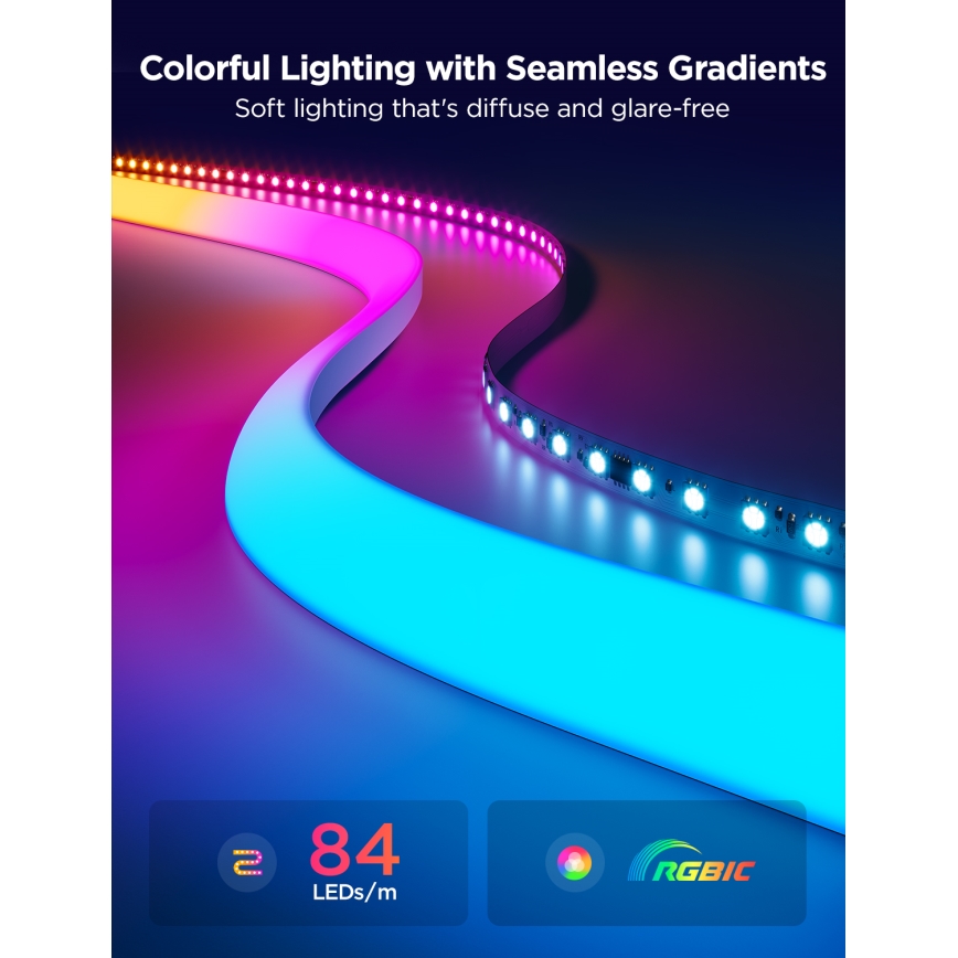 Govee - Neon MATTER LED γωνιακή ταινία 5m RGBIC Wi-Fi