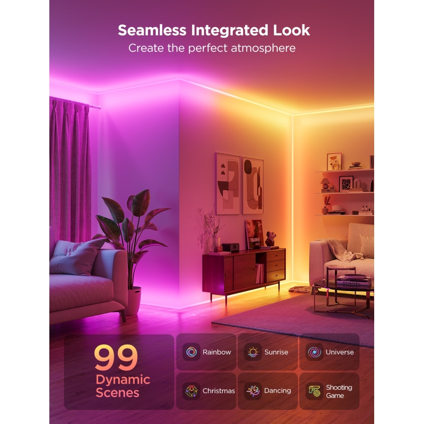 Govee - Neon MATTER LED γωνιακή ταινία 5m RGBIC Wi-Fi