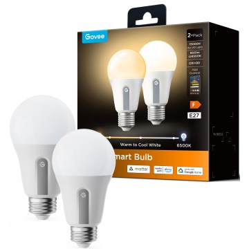 Govee - Σετ 2x LED ρυθμιζόμενη λάμπα Smart MATTER A60 E27/9W/230V 2700-6500K Wi-Fi