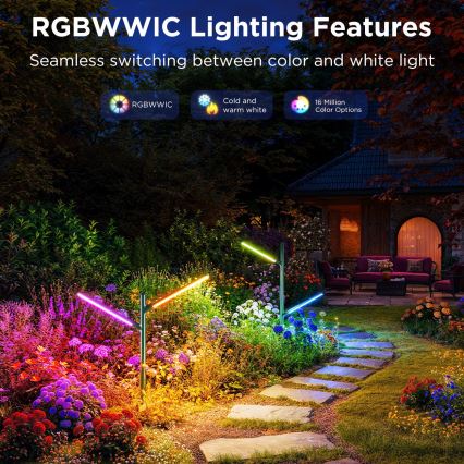 Govee - ΣΕΤ 2x LED RGBICWW Dimming Εξωτερικού χώρου φωτιστικό LED/18W/230V IP66 2700-6500K Wi-Fi