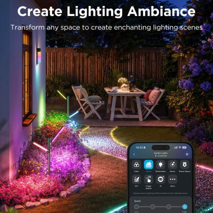 Govee - ΣΕΤ 2x LED RGBICWW Dimming Εξωτερικού χώρου φωτιστικό LED/18W/230V IP66 2700-6500K Wi-Fi