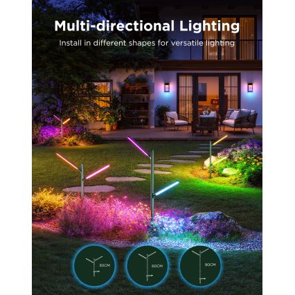 Govee - ΣΕΤ 2x LED RGBICWW Dimming Εξωτερικού χώρου φωτιστικό LED/18W/230V IP66 2700-6500K Wi-Fi