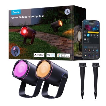 Govee - ΣΕΤ 2x LED RGBWW Dimming προβολέας LED/12W/230V IP67 2700-6500K Wi-Fi