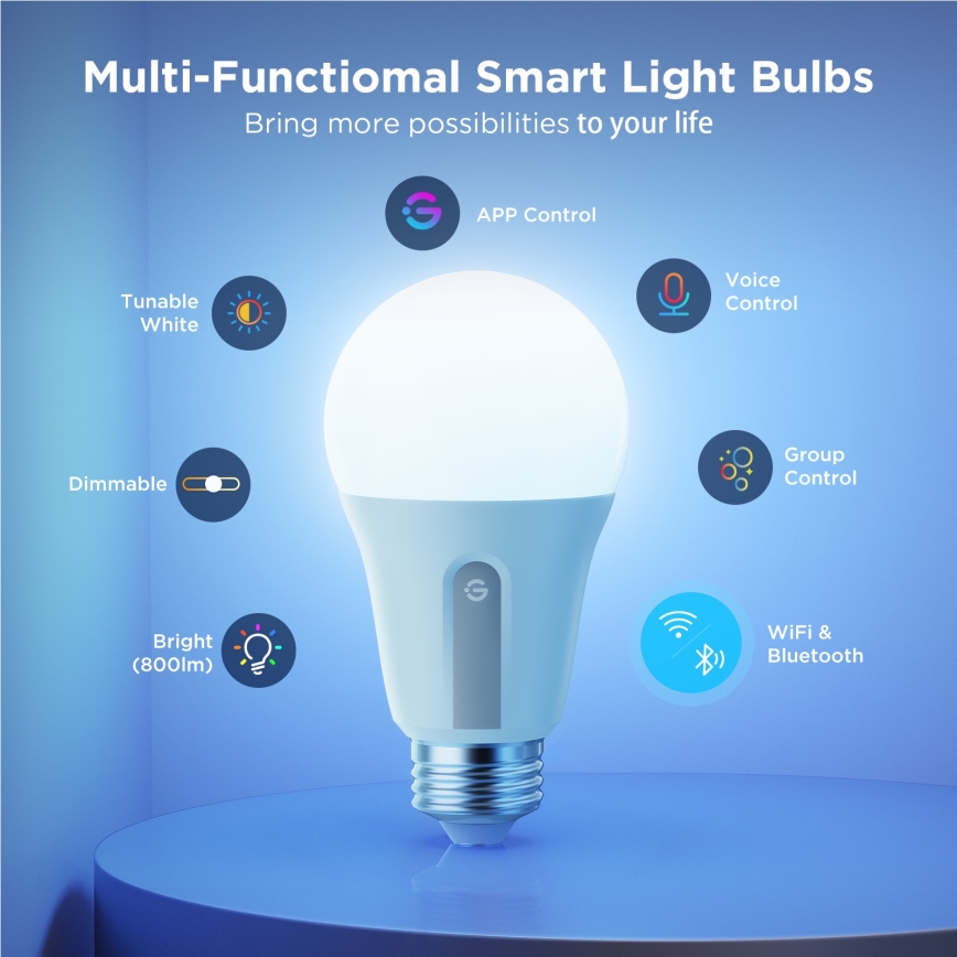 Govee - Σετ 2x LED ρυθμιζόμενη λάμπα Smart MATTER A60 E27/9W/230V 2700-6500K Wi-Fi