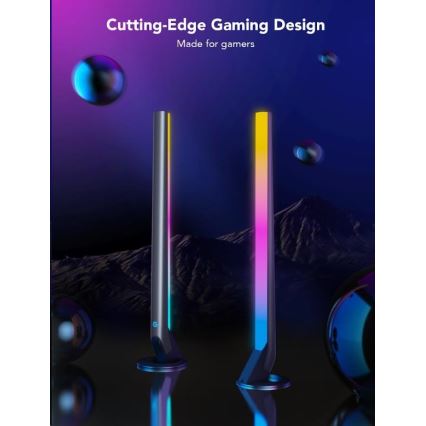 Govee - Σετ 2x Smart Gaming Wi-Fi LED RGBIC πάνελ + Smart Dual μαύρο + τηλεχειριστήριο
