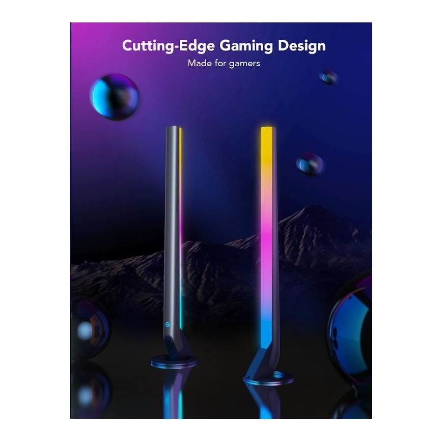 Govee - Σετ 2x Smart Gaming Wi-Fi LED RGBIC πάνελ + Smart Dual μαύρο + τηλεχειριστήριο