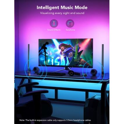 Govee - Σετ 2x Smart Gaming Wi-Fi LED RGBIC πάνελ + Smart Dual μαύρο + τηλεχειριστήριο