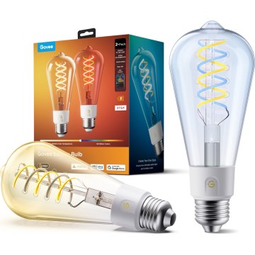 Govee - ΣΕΤ 2xLED RGBWW ρυθμιζόμενες λάμπες Smart MATTER ST64 E27/5W/230V 2700-6500K Wi-Fi