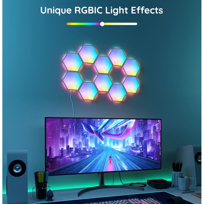 Govee - ΣΕΤ 10x Ρυθμιζόμενα LED RGB πάνελ LED/36W/230V Wi-Fi