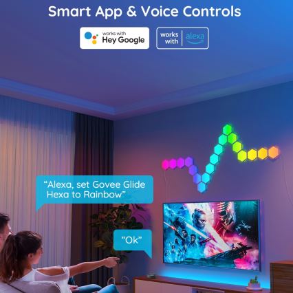 Govee - ΣΕΤ 10x Ρυθμιζόμενα LED RGB πάνελ LED/36W/230V Wi-Fi