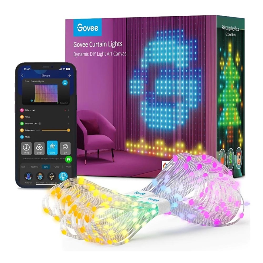 Govee - RGBIC Curtain Φωτισμός 520 LED 1,5x2m Wi-Fi IP65