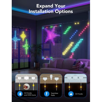 Govee - RGBIC Curtain Φωτισμός 520 LED 1,5x2m Wi-Fi IP65