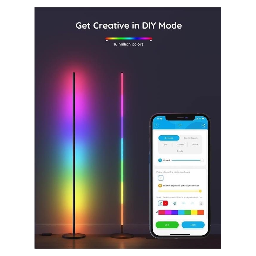 Govee - RGBICW Smart Corner Φωτιστικό Δαπέδου Wi-Fi