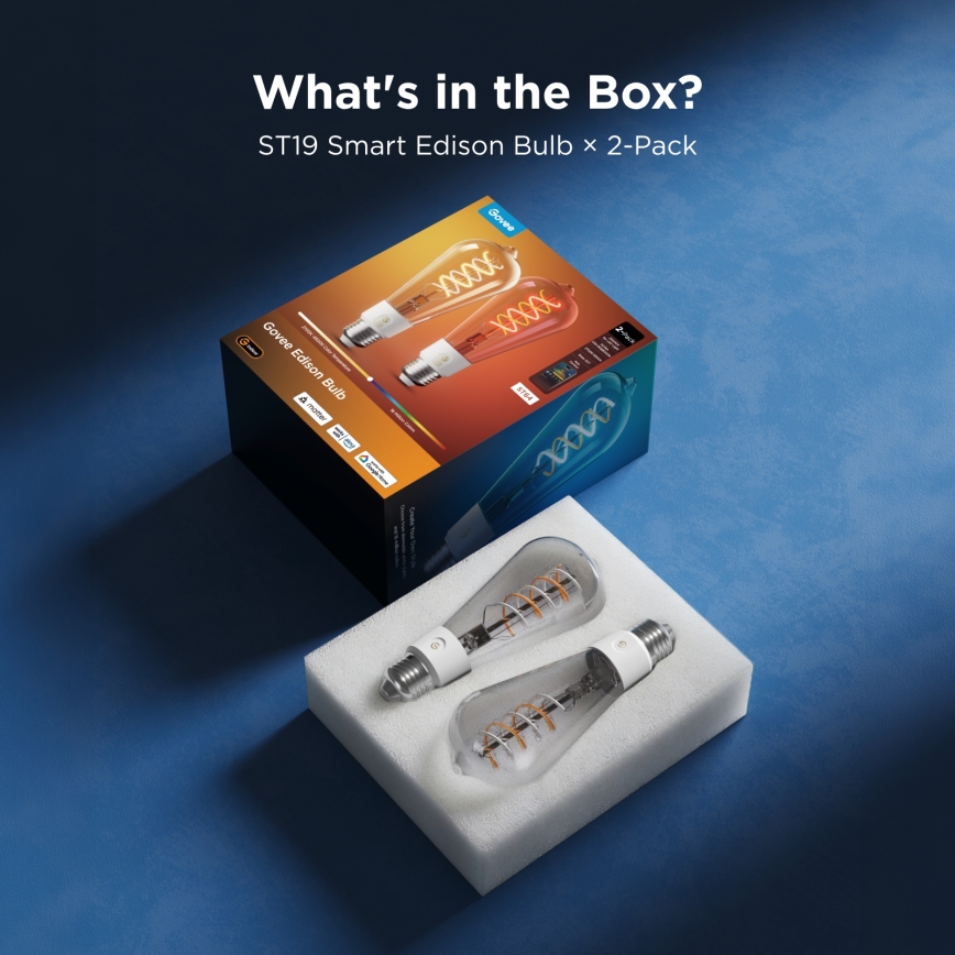 Govee - ΣΕΤ 2xLED RGBWW ρυθμιζόμενες λάμπες Smart MATTER ST64 E27/5W/230V 2700-6500K Wi-Fi