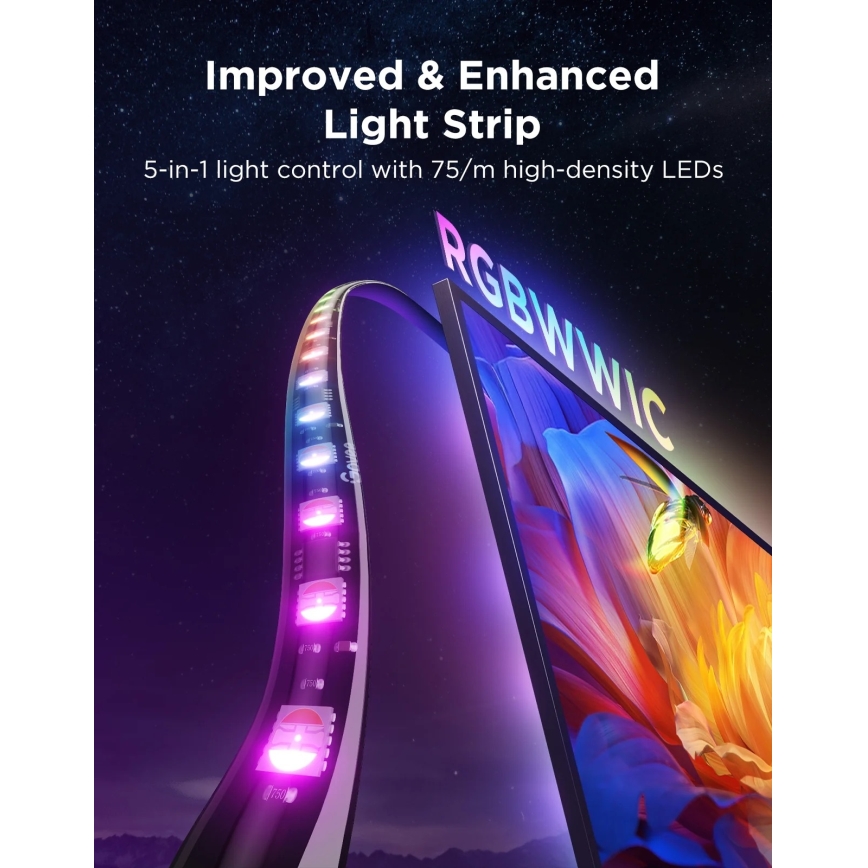 Govee - TV Backlight 3 Pro 75-85 Έξυπνος LED περιμετρικός φωτισμός για τηλεοράσεις RGBIC με Wi-Fi