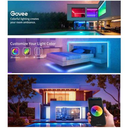 Govee - Έξυπνη LED ταινία RGB Wi-Fi 15μ με τηλεχειριστήριο