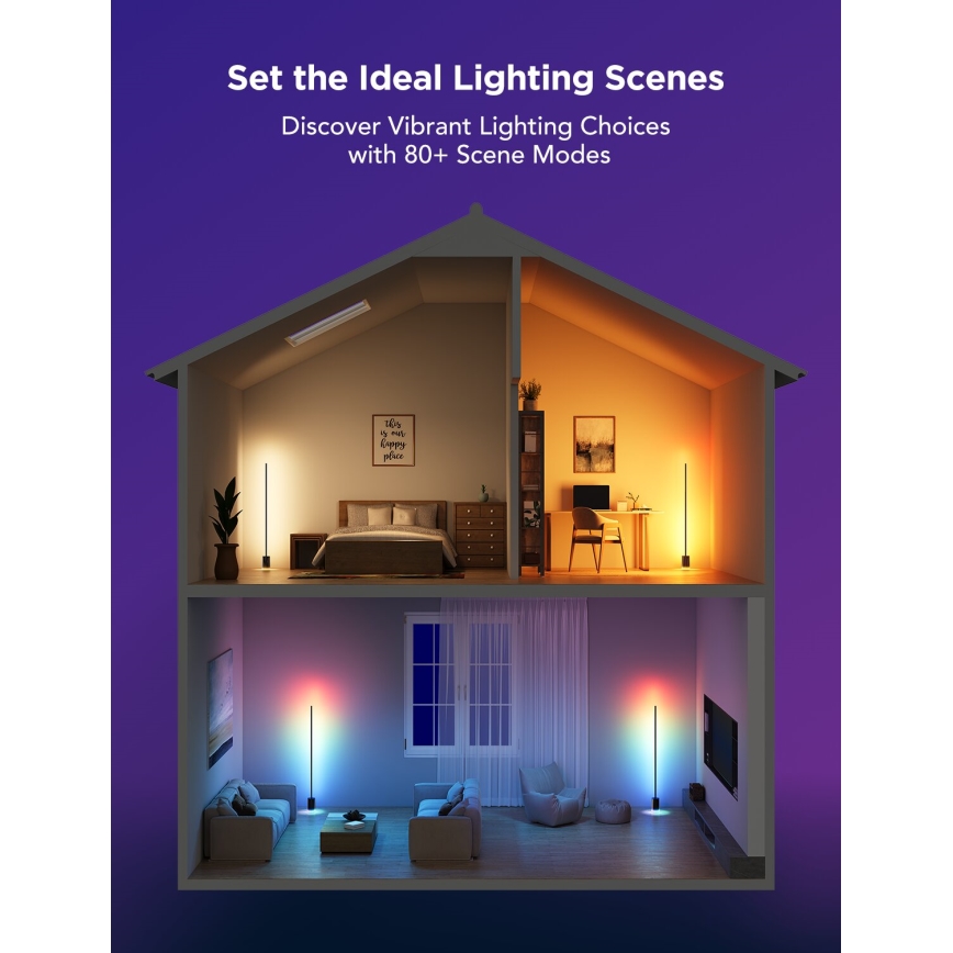 Govee - Επιδαπέδια λάμπα dimming LED Smart MATTER LED RGBICWW 2200-6500K Wi-Fi + τηλεχειριστήριο