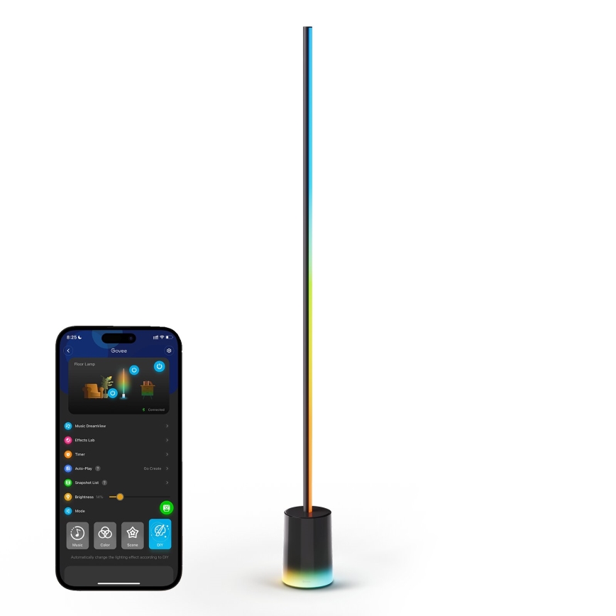 Govee - Επιδαπέδια λάμπα dimming LED Smart MATTER LED RGBICWW 2200-6500K Wi-Fi + τηλεχειριστήριο