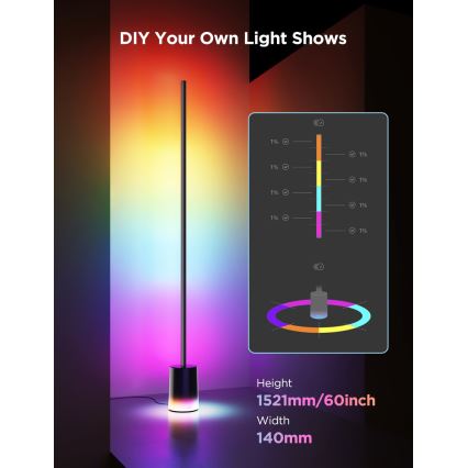 Govee - Επιδαπέδια λάμπα dimming LED Smart MATTER LED RGBICWW 2200-6500K Wi-Fi + τηλεχειριστήριο