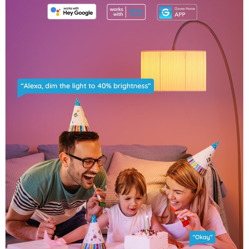 Govee - LED RGBWW Ρυθμιζόμενη λάμπα Smart MATTER E27/9W/230V 2700-6500K Wi-Fi