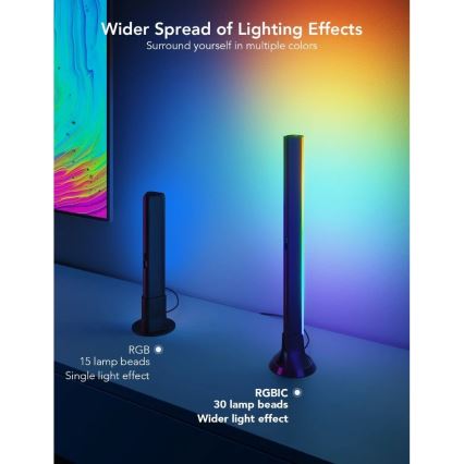 Govee - Έξυπνο LED RGBIC πάνελ 38cm για τηλεοράσεις 43-75 - 2 τεμ. Wi-Fi