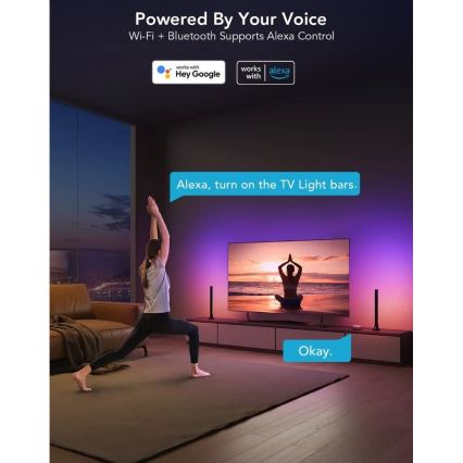 Govee - Έξυπνο LED RGBIC πάνελ 38cm για τηλεοράσεις 43-75 - 2 τεμ. Wi-Fi