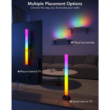 Govee - Έξυπνο LED RGBIC πάνελ 38cm για τηλεοράσεις 43-75 - 2 τεμ. Wi-Fi