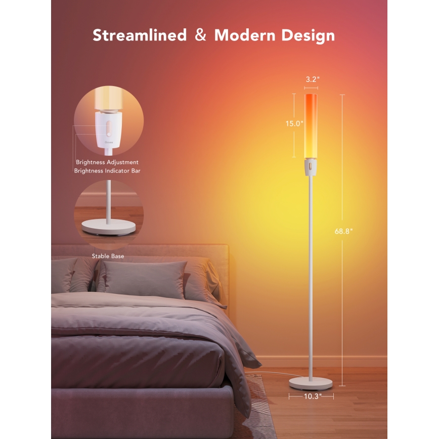 Govee - Επιδαπέδια λάμπα dimming LED CYLINDER SMART RGBICWW 2200-6500K