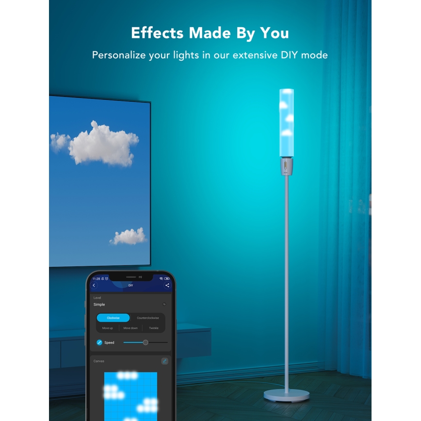 Govee - Επιδαπέδια λάμπα dimming LED CYLINDER SMART RGBICWW 2200-6500K