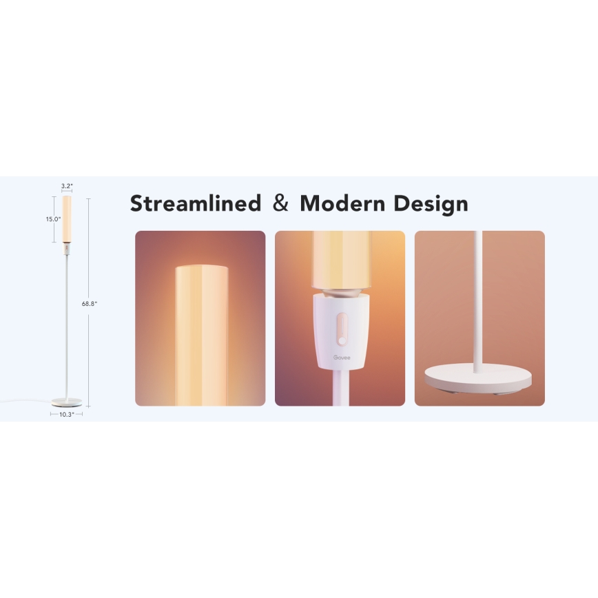 Govee - Επιδαπέδια λάμπα dimming LED CYLINDER SMART RGBICWW 2200-6500K
