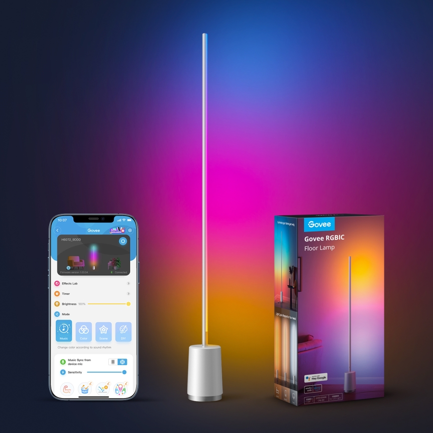 Govee - Επιδαπέδια λάμπα dimming LED Lyra Smart RGBICWW 2200-6500K Wi-Fi + τηλεχειριστήριο