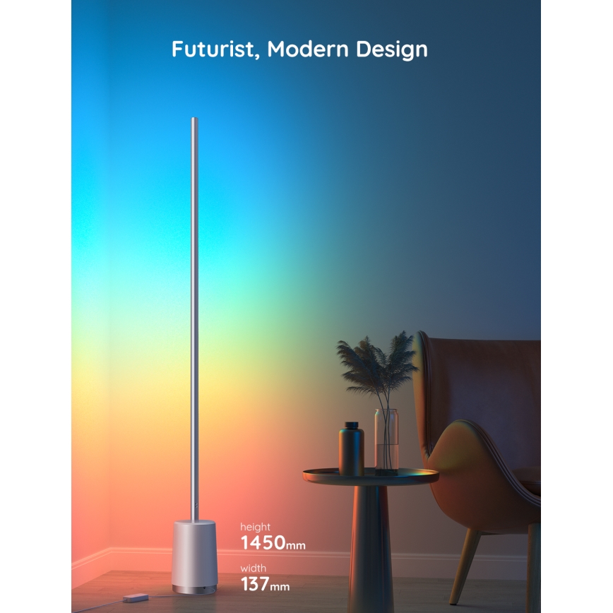 Govee - Επιδαπέδια λάμπα dimming LED Lyra Smart RGBICWW 2200-6500K Wi-Fi + τηλεχειριστήριο