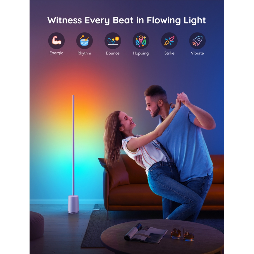 Govee - Επιδαπέδια λάμπα dimming LED Lyra Smart RGBICWW 2200-6500K Wi-Fi + τηλεχειριστήριο