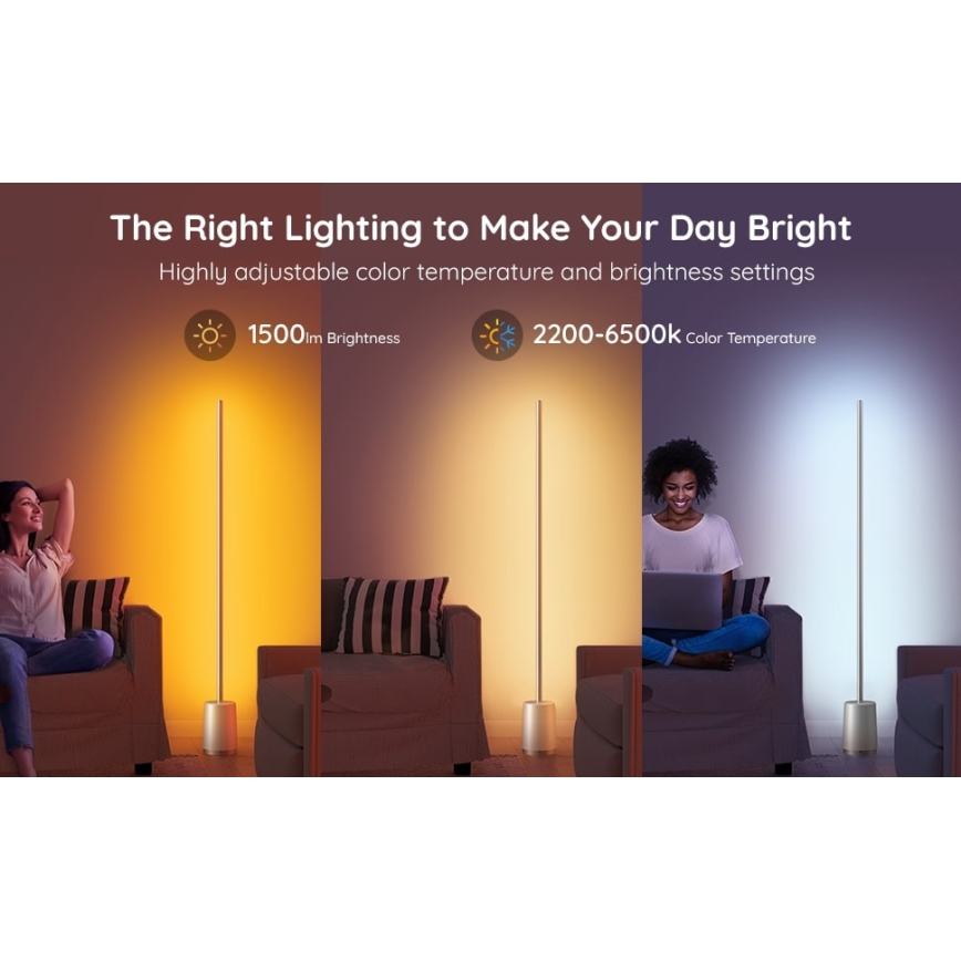 Govee - Επιδαπέδια λάμπα dimming LED Lyra Smart RGBICWW 2200-6500K Wi-Fi + τηλεχειριστήριο