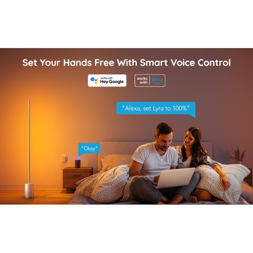 Govee - Επιδαπέδια λάμπα dimming LED Lyra Smart RGBICWW 2200-6500K Wi-Fi + τηλεχειριστήριο