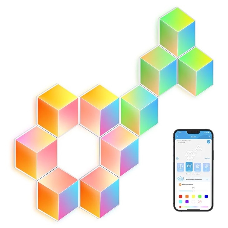 Govee - ΣΕΤ 10x Φωτιστικό LED Glide Hexa Pro LED Smart RGBIC Wi-Fi