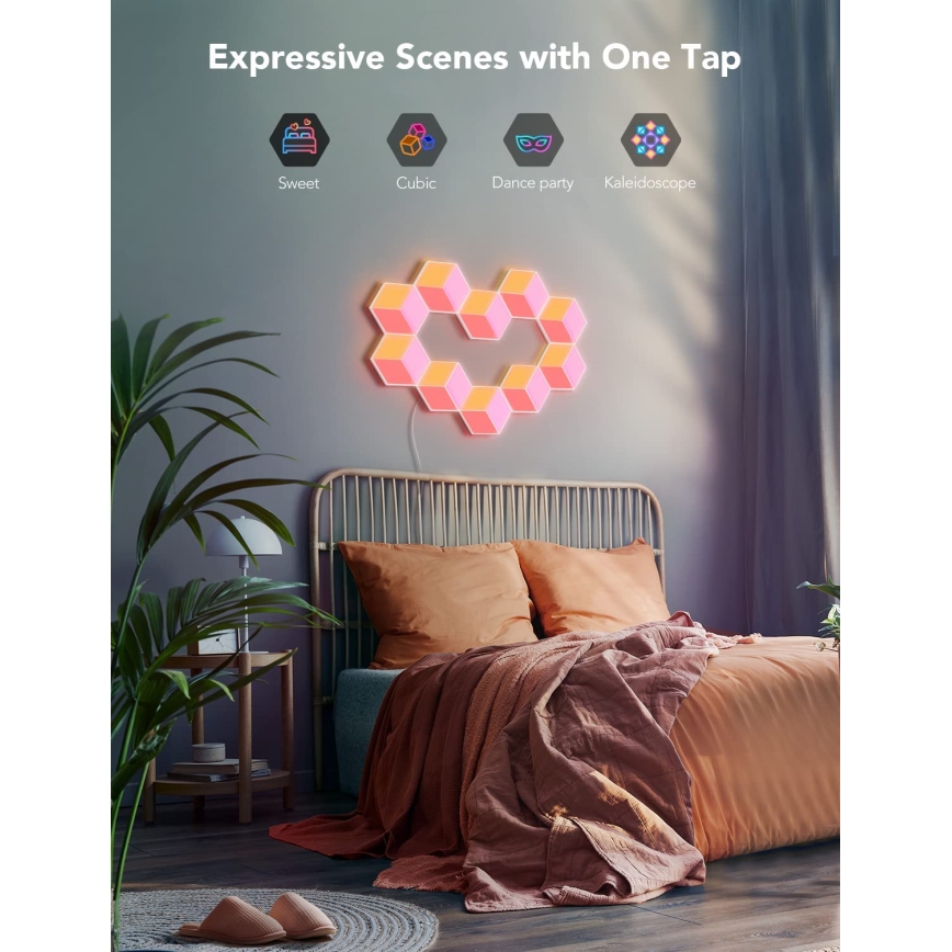 Govee - ΣΕΤ 10x Φωτιστικό LED Glide Hexa Pro LED Smart RGBIC Wi-Fi