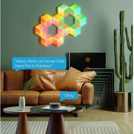 Govee - ΣΕΤ 10x Φωτιστικό LED Glide Hexa Pro LED Smart RGBIC Wi-Fi