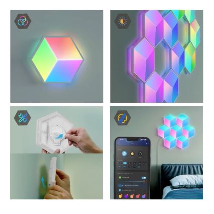 Govee - ΣΕΤ 10x Φωτιστικό LED Glide Hexa Pro LED Smart RGBIC Wi-Fi