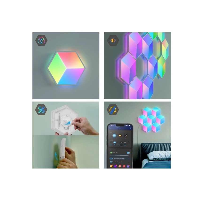 Govee - ΣΕΤ 10x Φωτιστικό LED Glide Hexa Pro LED Smart RGBIC Wi-Fi
