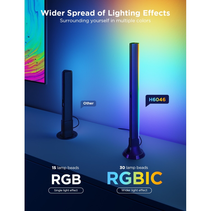 Govee - ΣΕΤ 2x Backlight TV 55-65" SMART LED οπίσθιος φωτισμός RGBICW Wi-Fi
