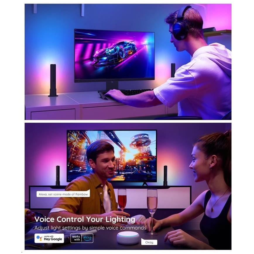 Govee - ΣΕΤ 2x Flow Plus SMART LED για TV & Gaming - RGBICWW Wi-Fi