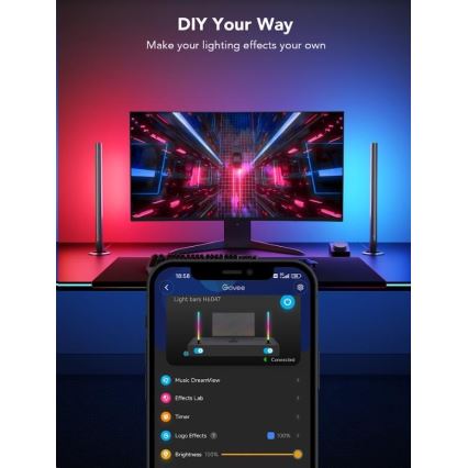 Govee - ΣΕΤ 2x Smart Gaming Wi-Fi LED RGBIC Πάνελ + Smart Dual + τηλεχειριστήριο