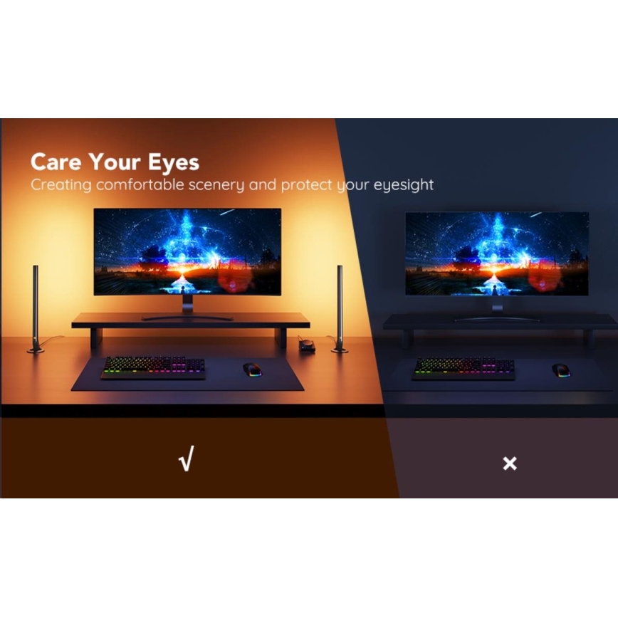 Govee - ΣΕΤ 2x Smart Gaming Wi-Fi LED RGBIC Πάνελ + Smart Dual + τηλεχειριστήριο