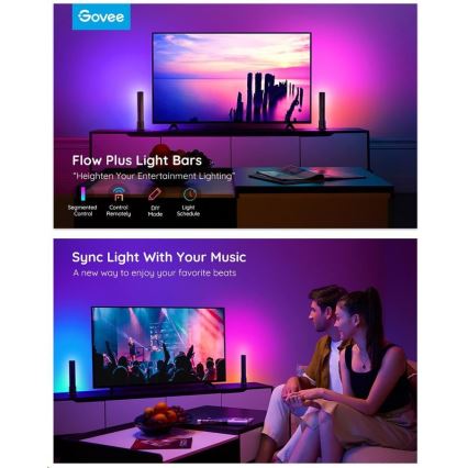 Govee - ΣΕΤ 2x Μπάρες φωτισμού Plus SMART LED TV & Gaming - RGBICWW Wi-Fi