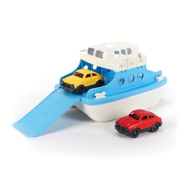 Green Toys - Πλοίο με αυτοκίνητα λευκό/μπλε