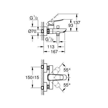 GROHE 1018720000 - Μπαταρία μπανιέρας DICE, γυαλιστερό χρώμιο