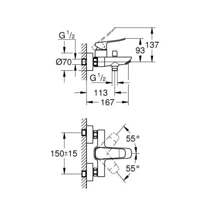 GROHE 1018722430 - Μπαταρία μπανιέρας DICE, μαύρη
