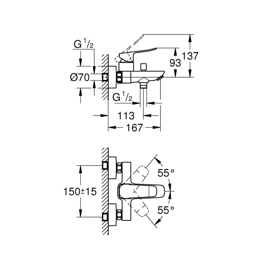 GROHE 1018722430 - Μπαταρία μπανιέρας DICE, μαύρη